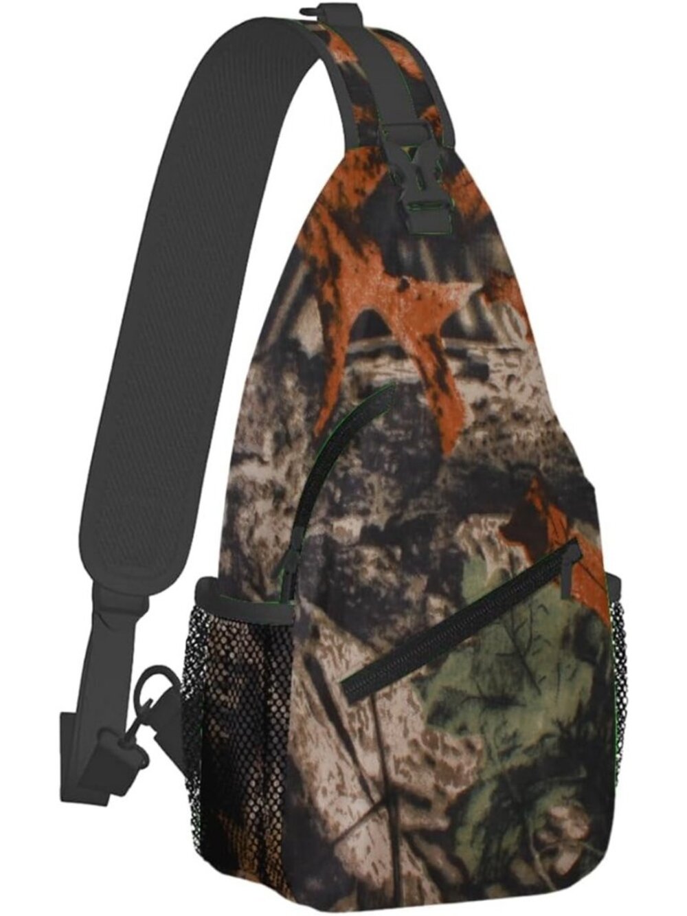 Unisex Black Orange Halloween Bat Sling Backpack Travel Hiking Crossbody Bag